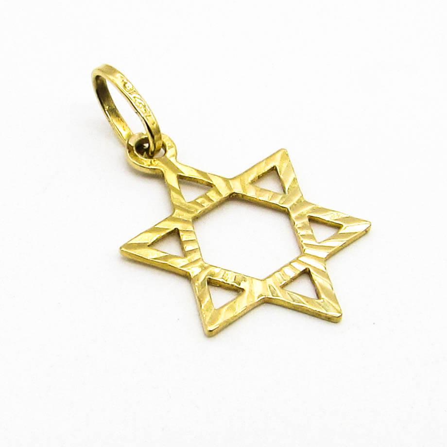 DIJE ESTRELLA DAVID FACETADA 15MM /O.AMARILLO